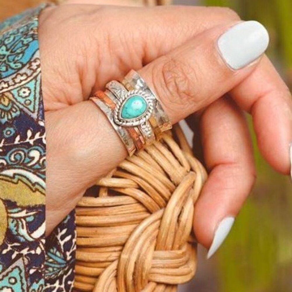 Teardrop Natural Stone Ring